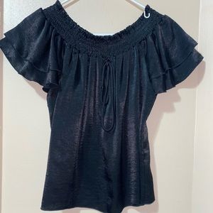 Off the shoulder black satin top